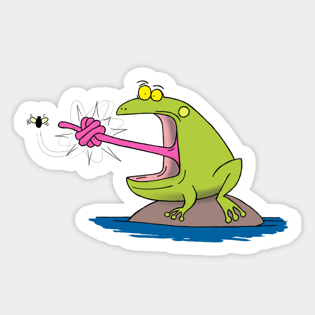 Funny big green frog cartoon Sticker by FrogFactory